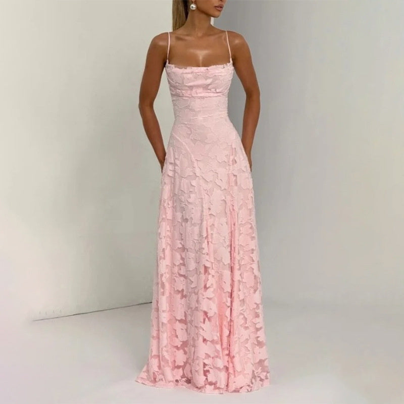 Floral Lace A-Line Maxi Dress