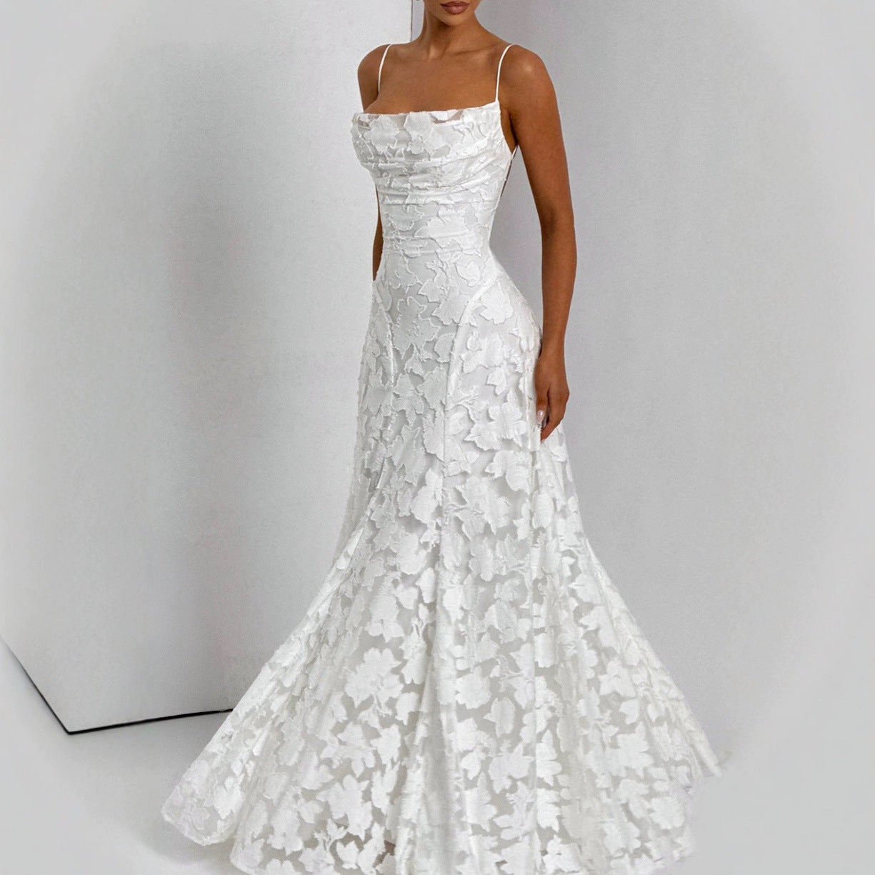 Floral Lace A-Line Maxi Dress
