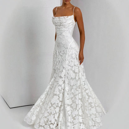 Floral Lace A-Line Maxi Dress