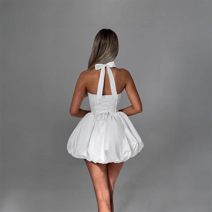 Satin Balloon Mini Dress