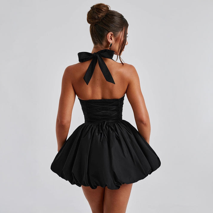 Satin Balloon Mini Dress