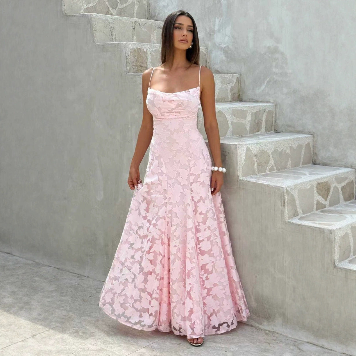 Floral Lace A-Line Maxi Dress